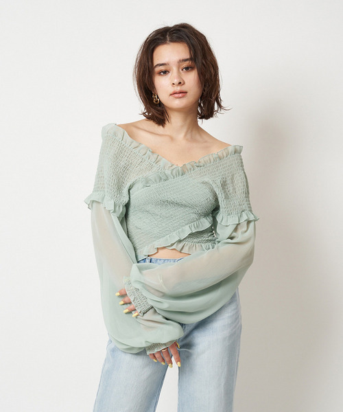 ギャザーカシュクールブラウス 詳細画像