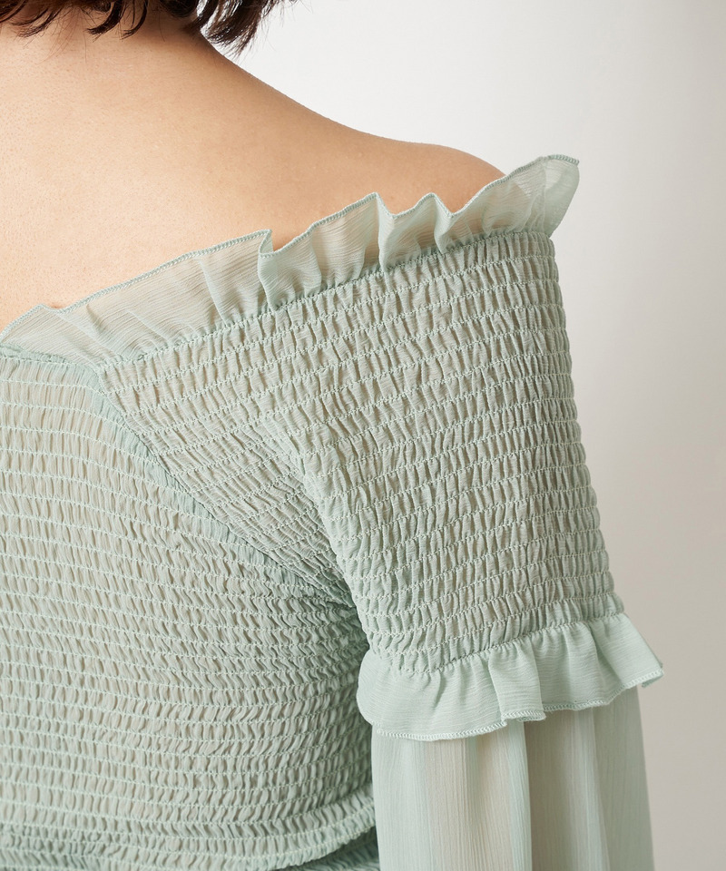 ギャザーカシュクールブラウス 詳細画像 グリーン 6