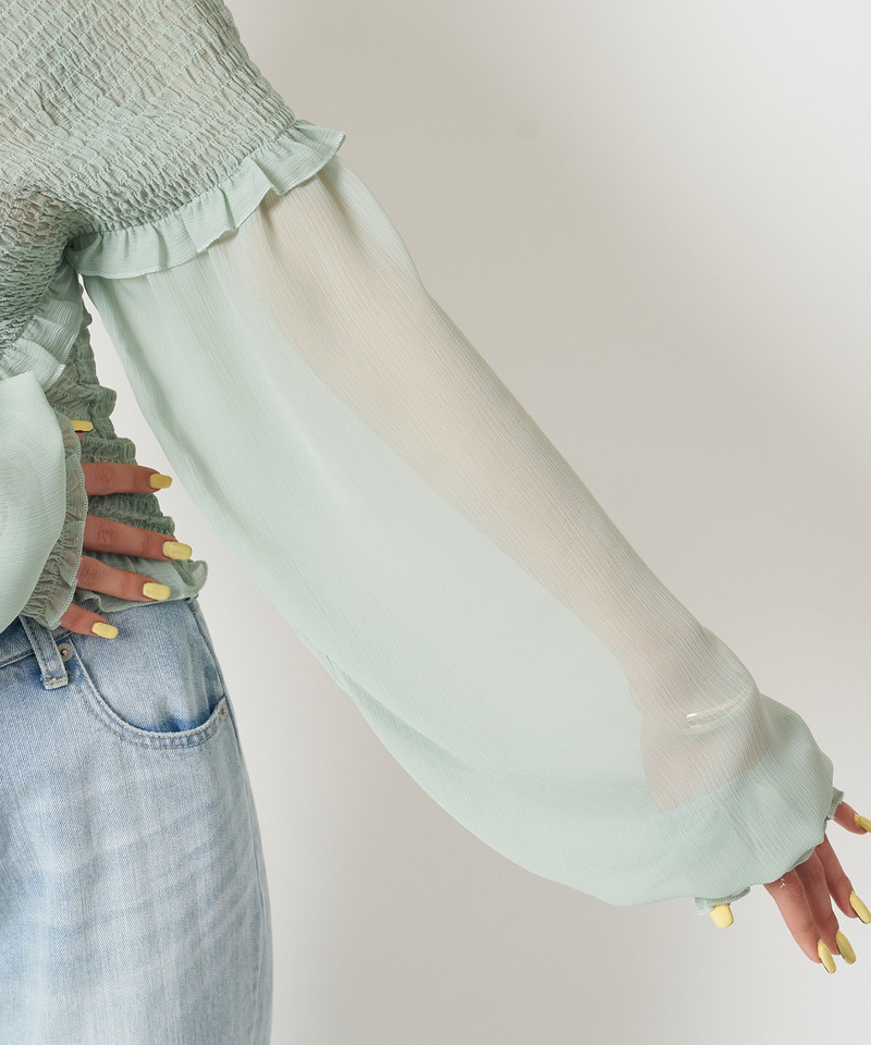 ギャザーカシュクールブラウス 詳細画像 グリーン 9