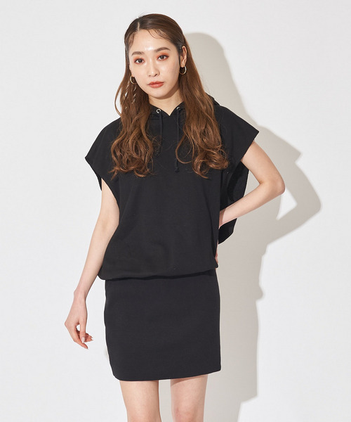 ビッグドルマンフレンチスリーブパーカーワンピース 詳細画像