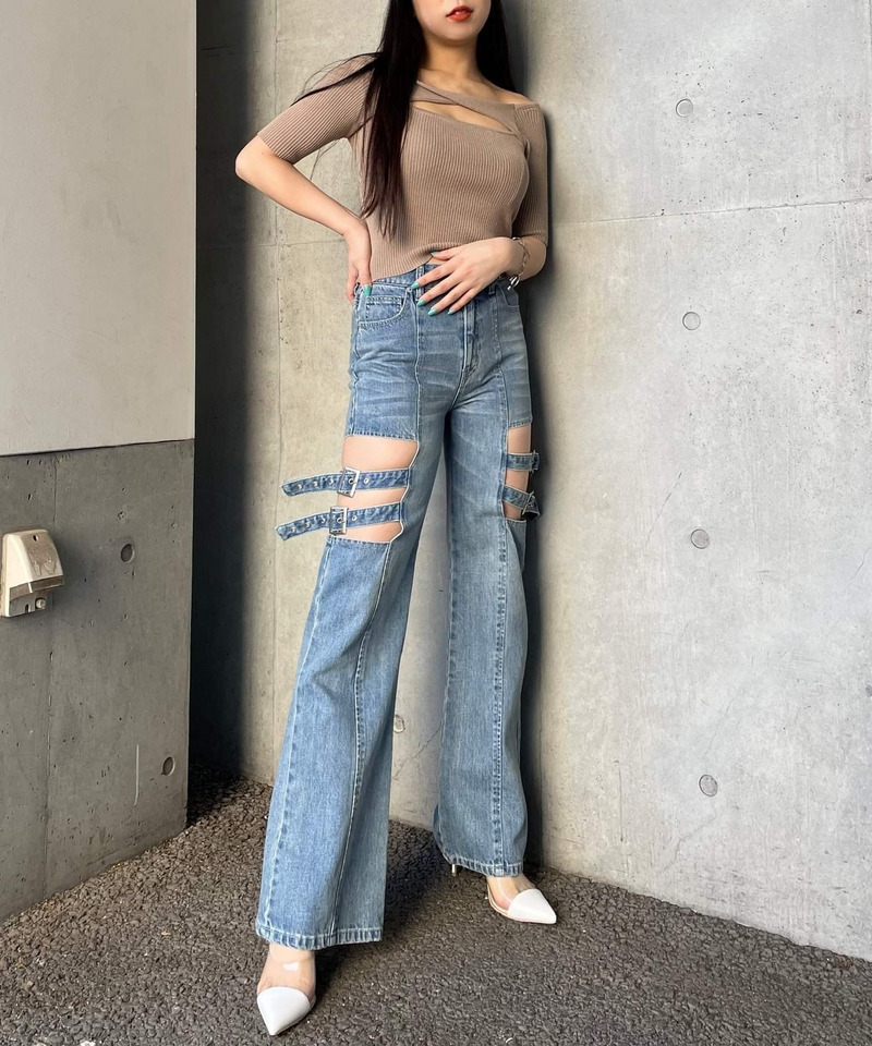 バストオープンツイストリブニット 詳細画像 ベージュ 2