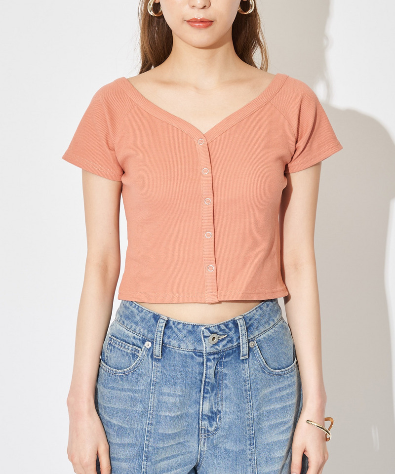 オフショルリブトップス 詳細画像 オレンジ 3