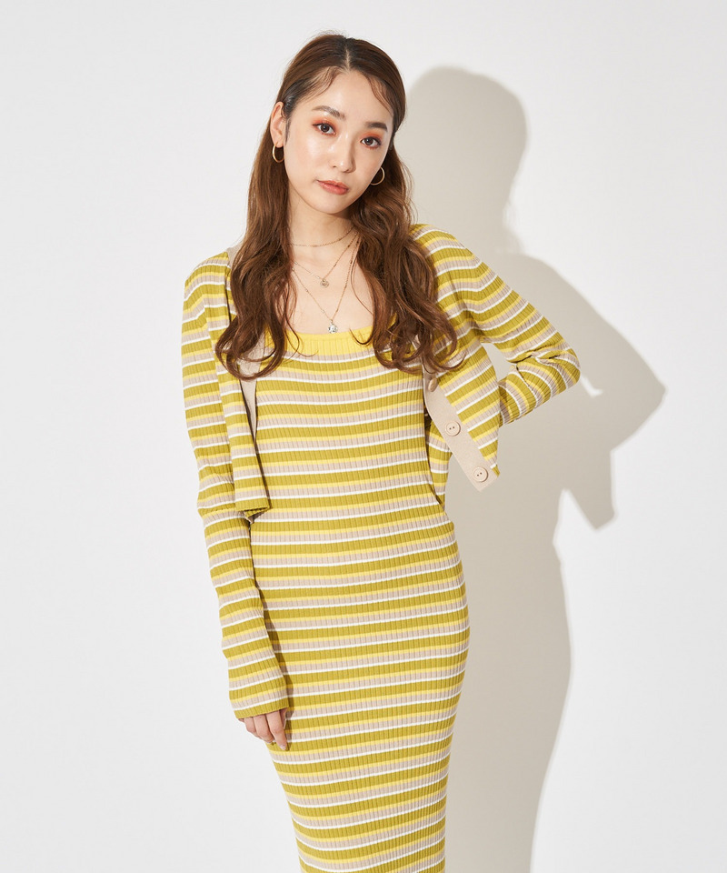 アンサンブルニットキャミワンピース 詳細画像 ボーダー 2