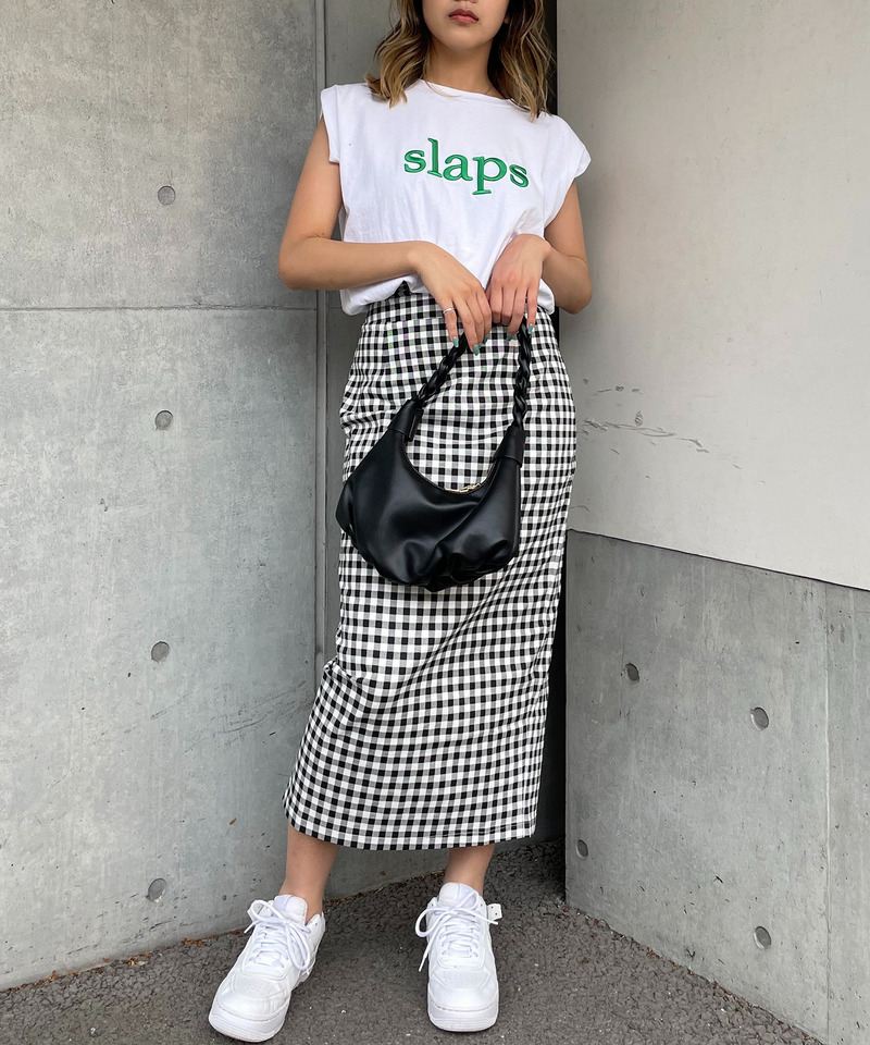 ギンガムチェックナロースカート 詳細画像 ブラック系 4