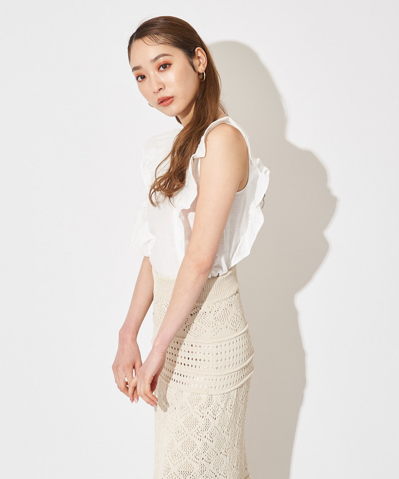 コットンフリルブラウス 詳細画像 オフホワイト 2