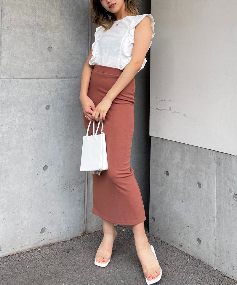 バックスリットタイトスカート 詳細画像 オレンジ 2