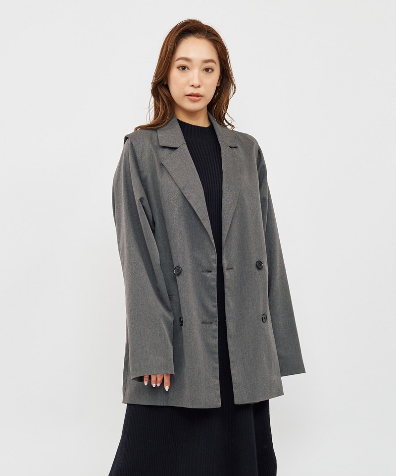2wayダブルボタンルーズジャケット 詳細画像 グレー 2