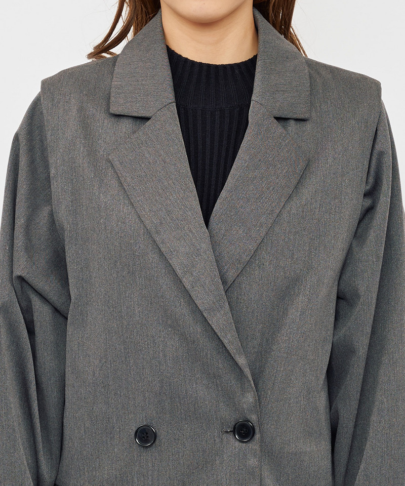 2wayダブルボタンルーズジャケット 詳細画像 グレー 9