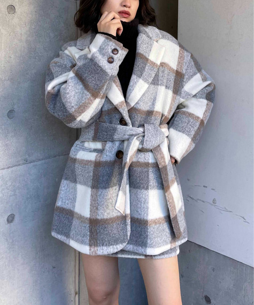 チェック柄オーバージャケット 詳細画像