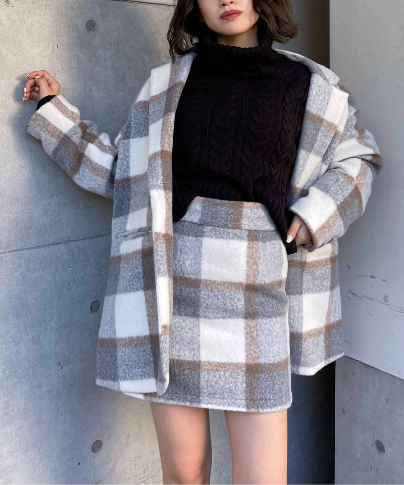 チェック柄オーバージャケット 詳細画像 グレー系 2