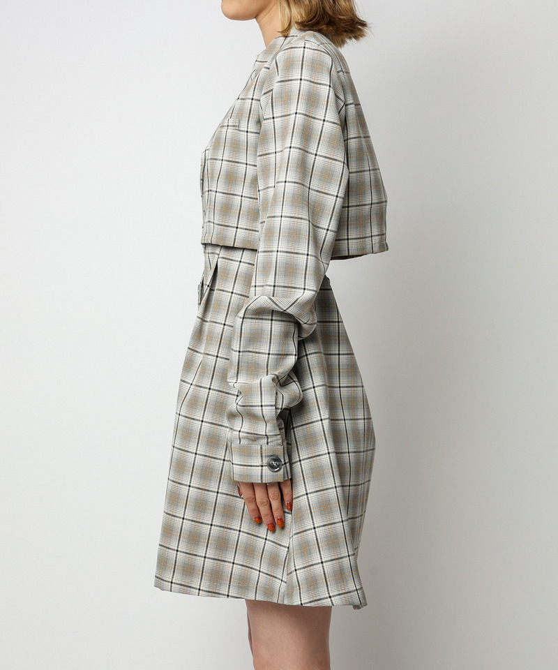 ジャケットレイヤードスタイルワンピース 詳細画像 チェック 8