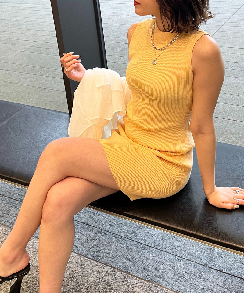 プチハイノースリーブニットワンピース 詳細画像 オレンジ 1