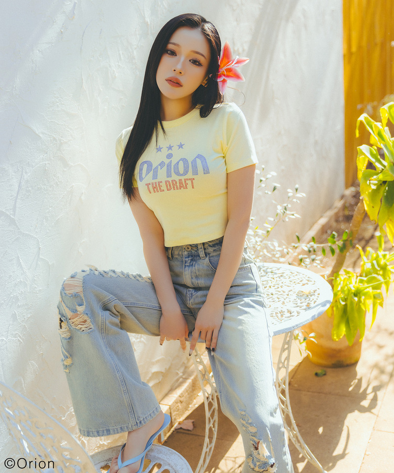 【Orion/オリオン】ラインストーンちびTシャツ 詳細画像 イエロー 2