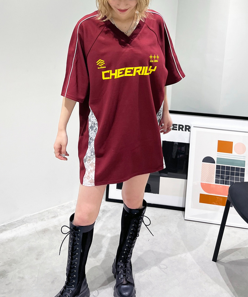 レースドッキングゲーミングTシャツ 詳細画像 ボルドー 5