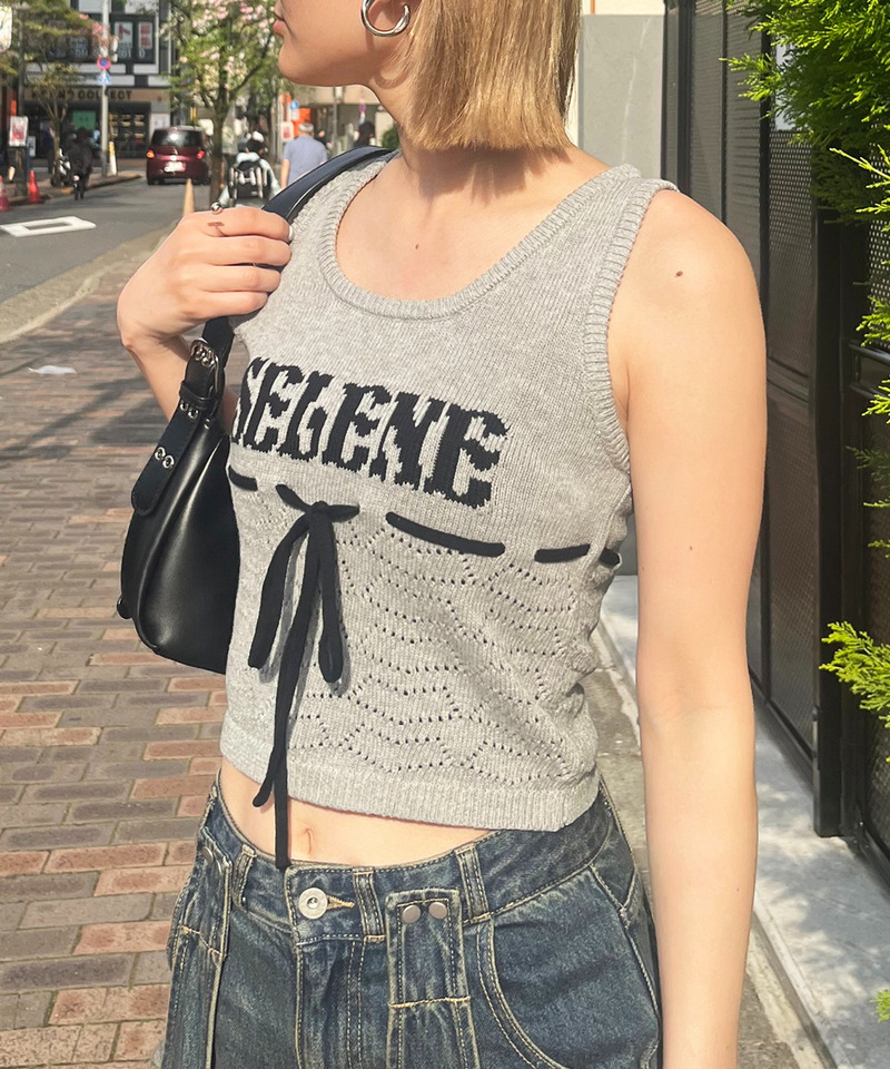 SELENEリボンノースリニット 詳細画像 グレー 1