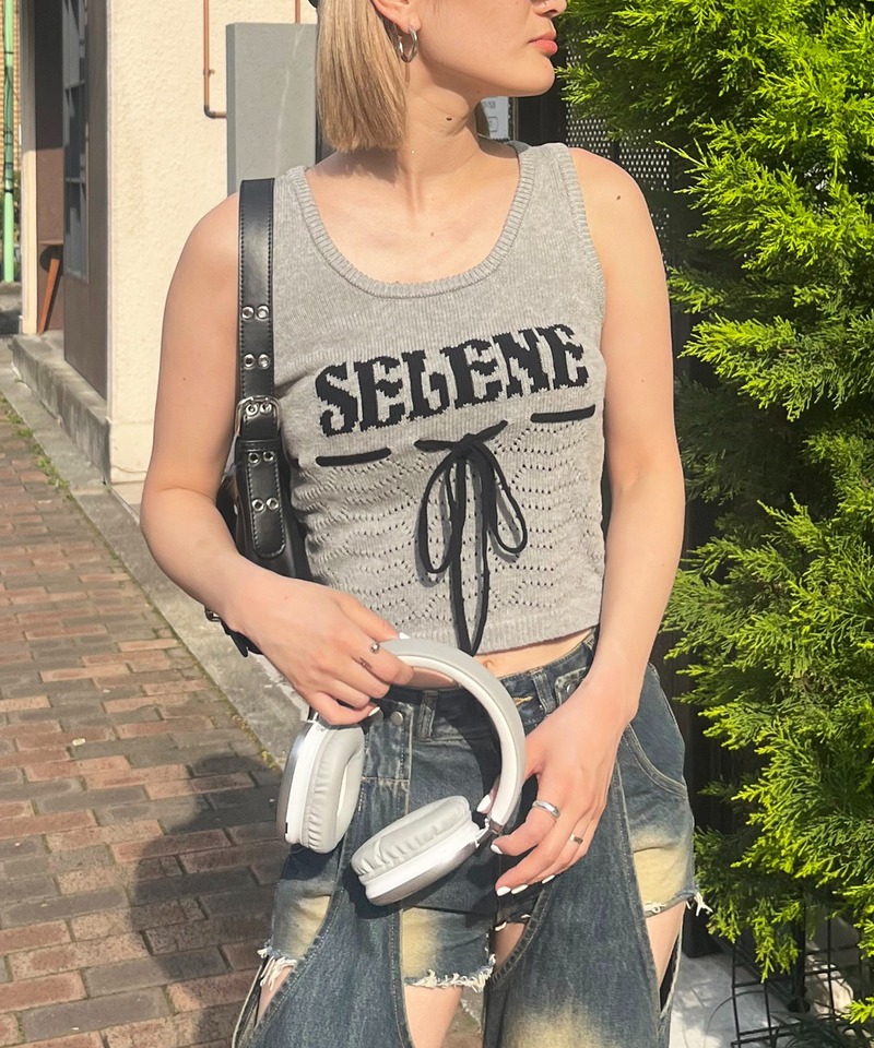 SELENEリボンノースリニット 詳細画像 グレー 3