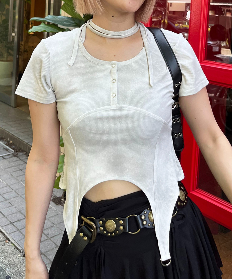 ヘンリーネックヘムフレアトップス 詳細画像 グレー系 6