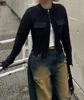 ピグメントダメージニット