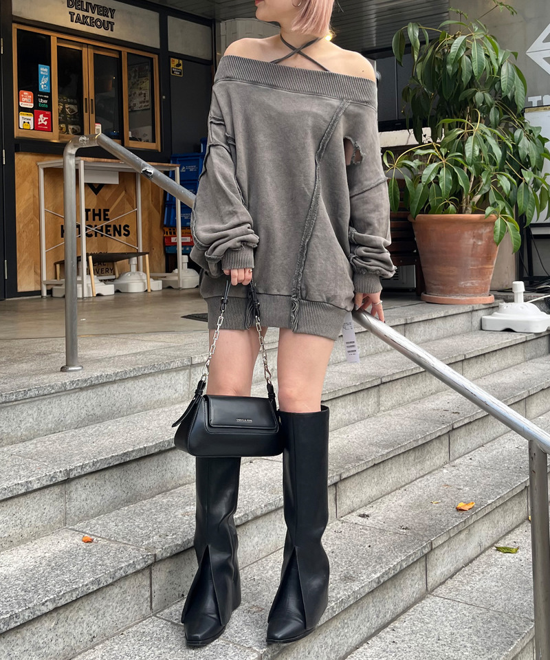 チョーカーピグメントオーバーチュニック 詳細画像 ブラウン 4