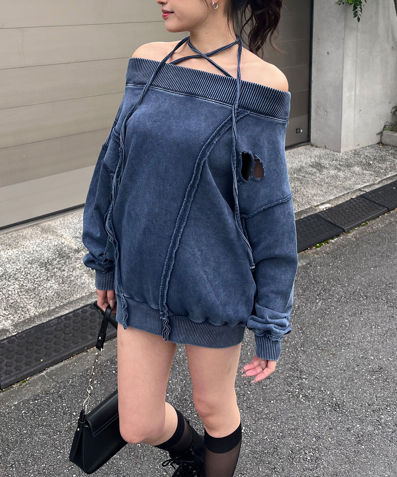 チョーカーピグメントオーバーチュニック 詳細画像 ブルー 3