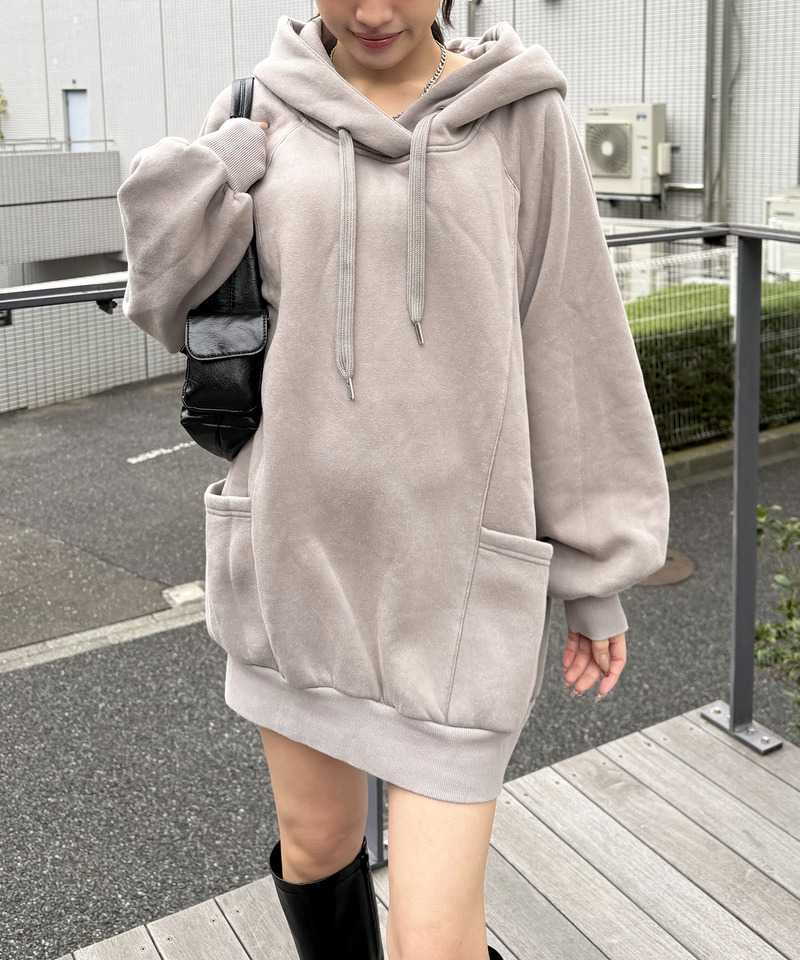 ピグメントドルマンパーカーワンピース 詳細画像 グレー 3