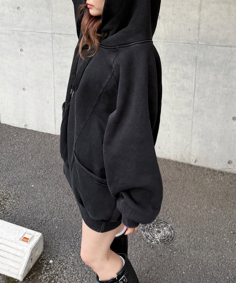 ピグメントドルマンパーカーワンピース 詳細画像 ブラック 3