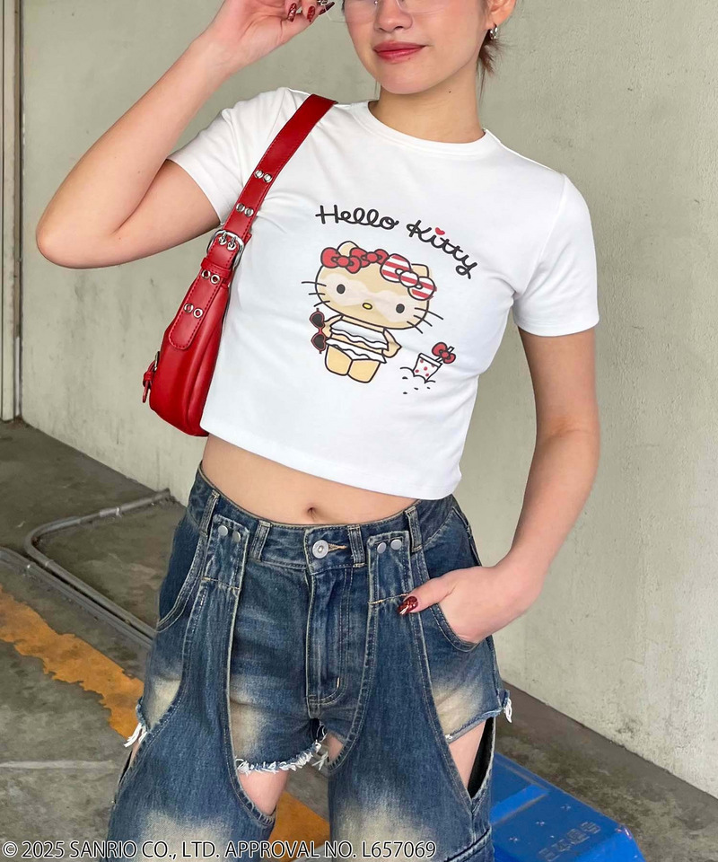 【Sanrio characters/サンリオキャラクターズ】ハローキティ日焼けキティちびTシャツ 詳細画像 ホワイト 7