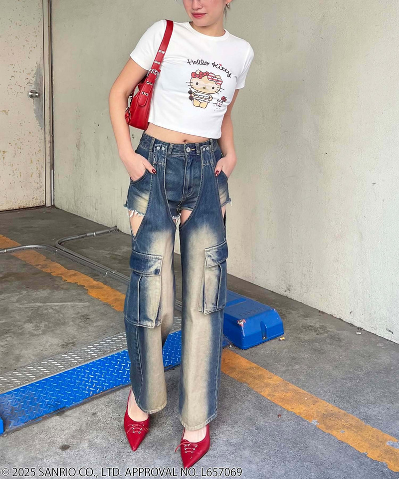 【Sanrio characters/サンリオキャラクターズ】ハローキティ日焼けキティちびTシャツ 詳細画像 ホワイト 8