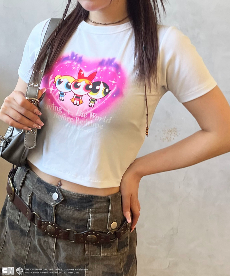 【THE POWERPUFF GIRLS】ショート丈Tシャツ 詳細画像 ホワイト 1
