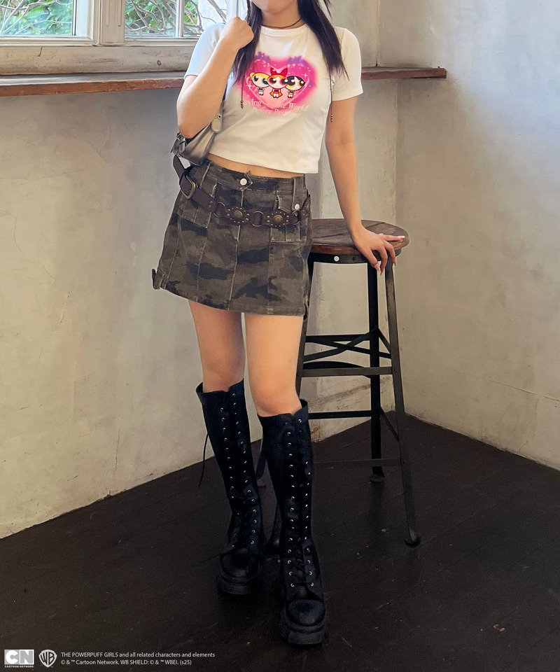 【THE POWERPUFF GIRLS】ショート丈Tシャツ 詳細画像 ホワイト 2