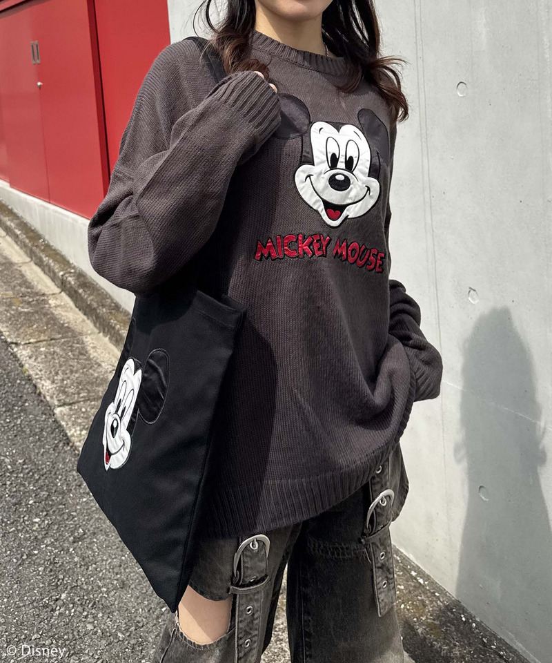 【超ときめき♡宣伝部 辻野かなみ様 着用】【Disney/ディズニー/ミッキーマウス】サテン刺しゅうトートバッグ 詳細画像 ブラック 7