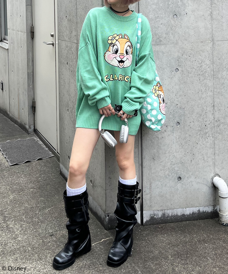 【超ときめき♡宣伝部 吉川ひより様 着用】【Disney/ディズニー/クラリス】サテン刺しゅうトートバッグ 詳細画像 グリーン 6