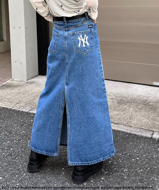 【MLB】ポケットロゴスリットデニムスカート