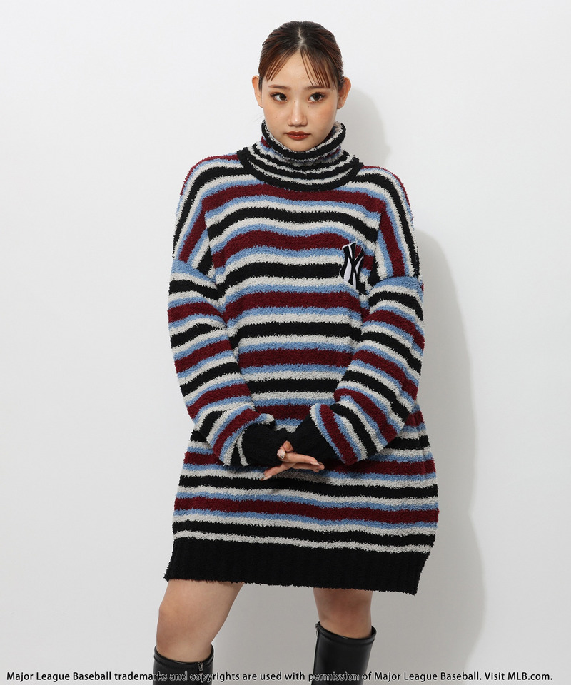 【MLB】ワッペン刺繍ロゴブークレニットワンピース 詳細画像 配色 10