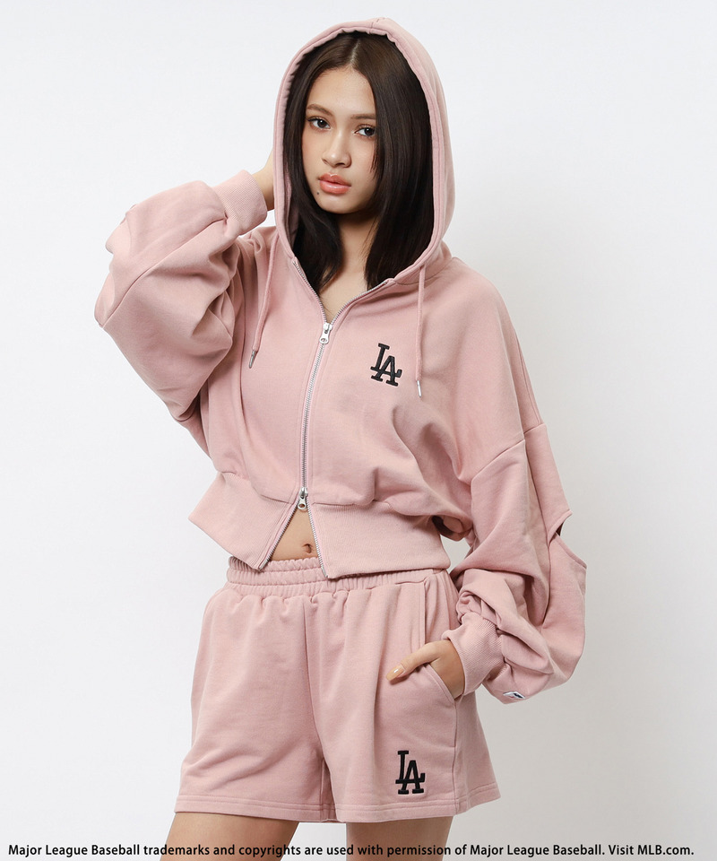 【MLB】ZIPロゴフーディーセットアップ 詳細画像 ピンク 1