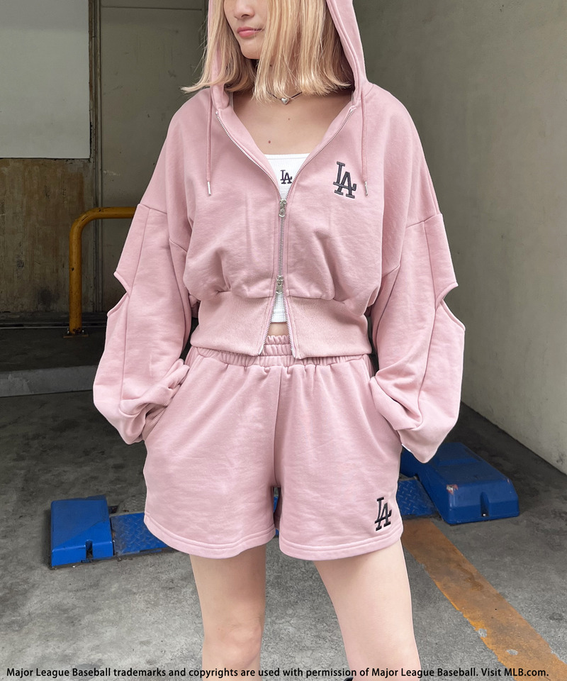 【MLB】ZIPロゴフーディーセットアップ 詳細画像 ピンク 5