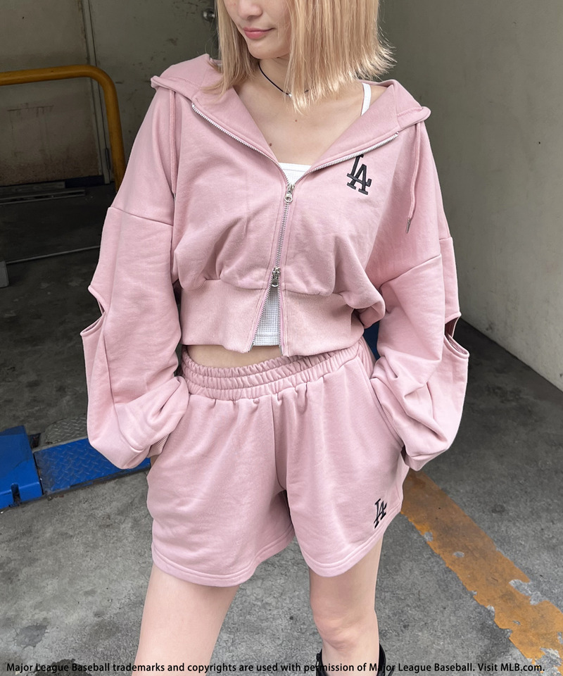 【MLB】ZIPロゴフーディーセットアップ 詳細画像 ピンク 7