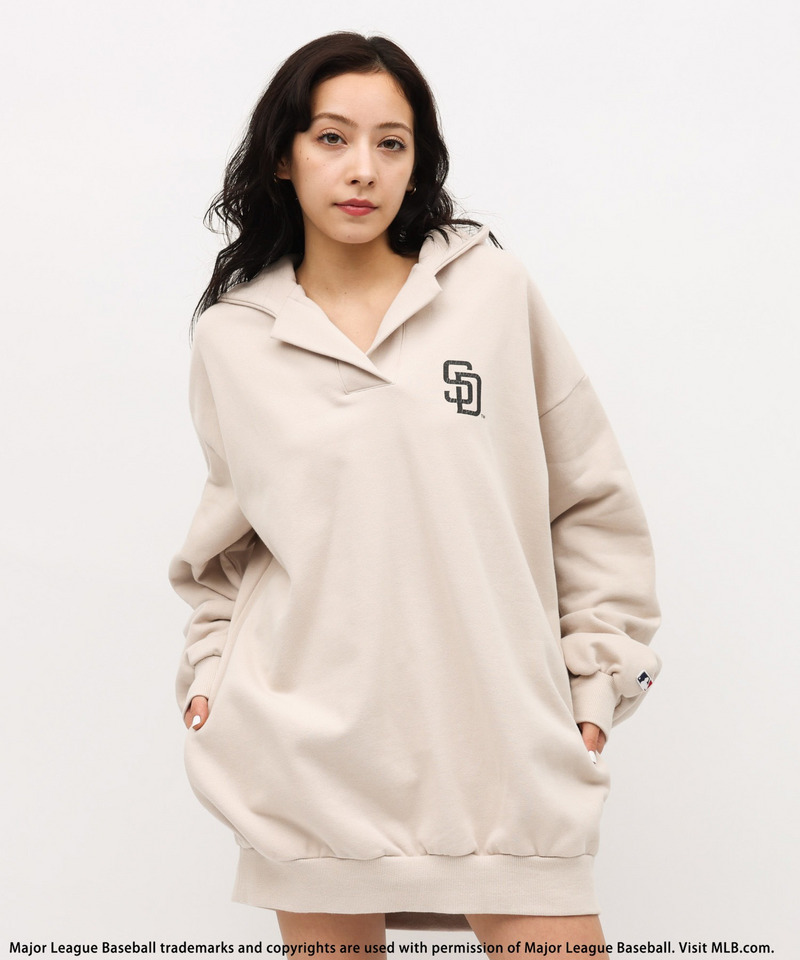 【MLB】クラックプリントパーカーワンピース 詳細画像 オフホワイト 1