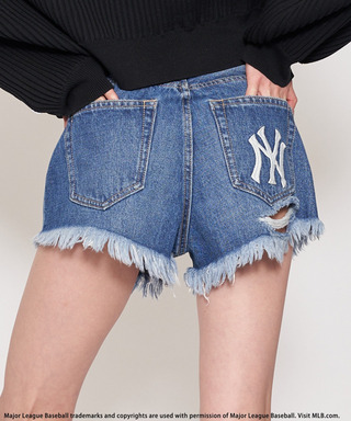 【MLB】ダメージデニムショートパンツ