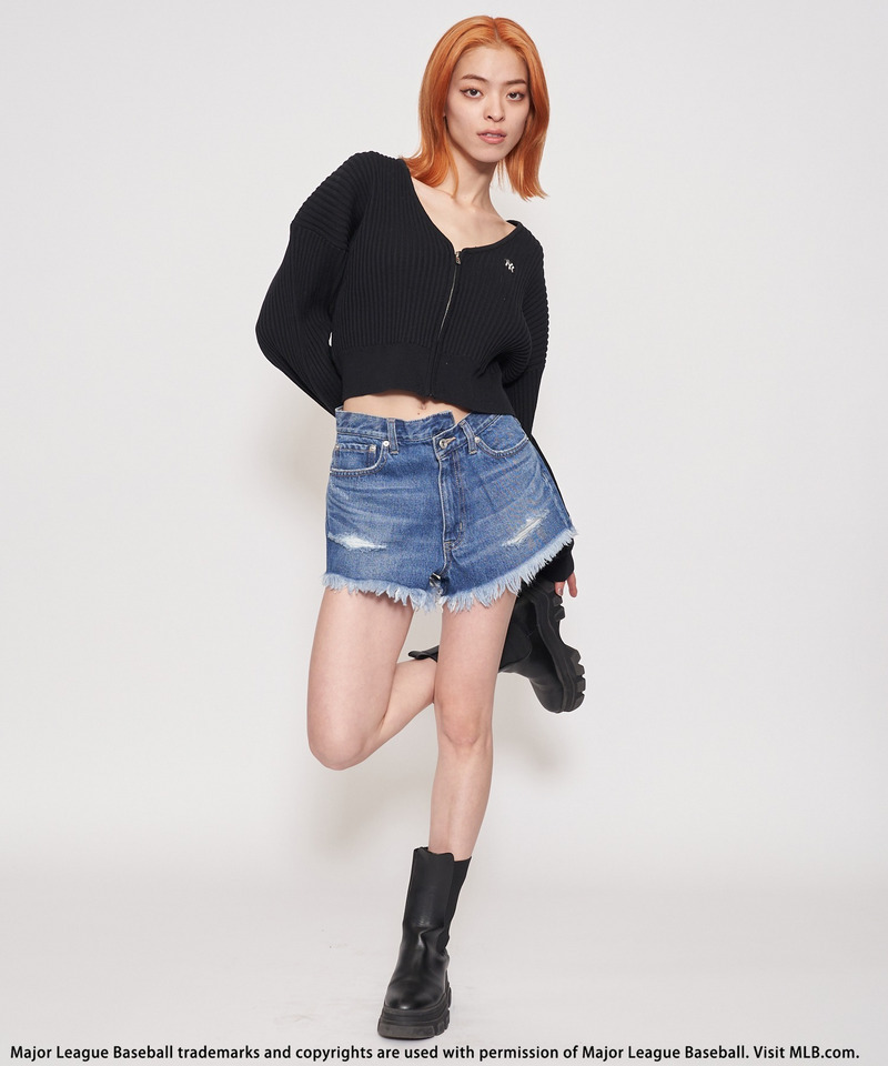 【MLB】ダメージデニムショートパンツ 詳細画像 デニムブルー 3