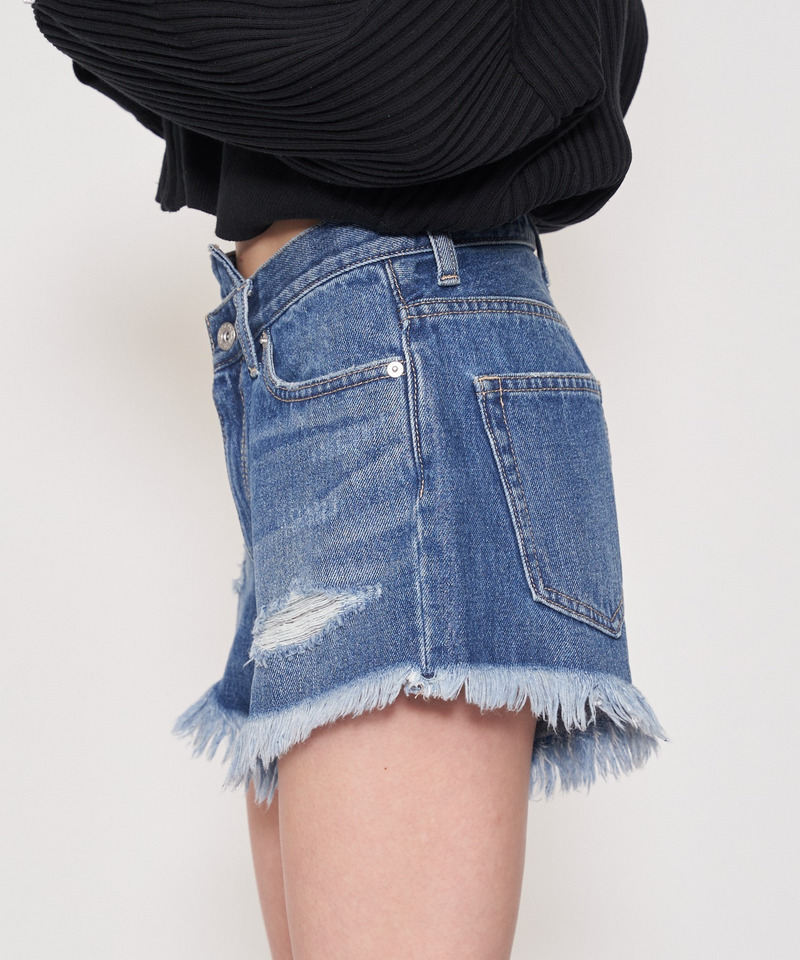 【MLB】ダメージデニムショートパンツ 詳細画像 デニムブルー 8