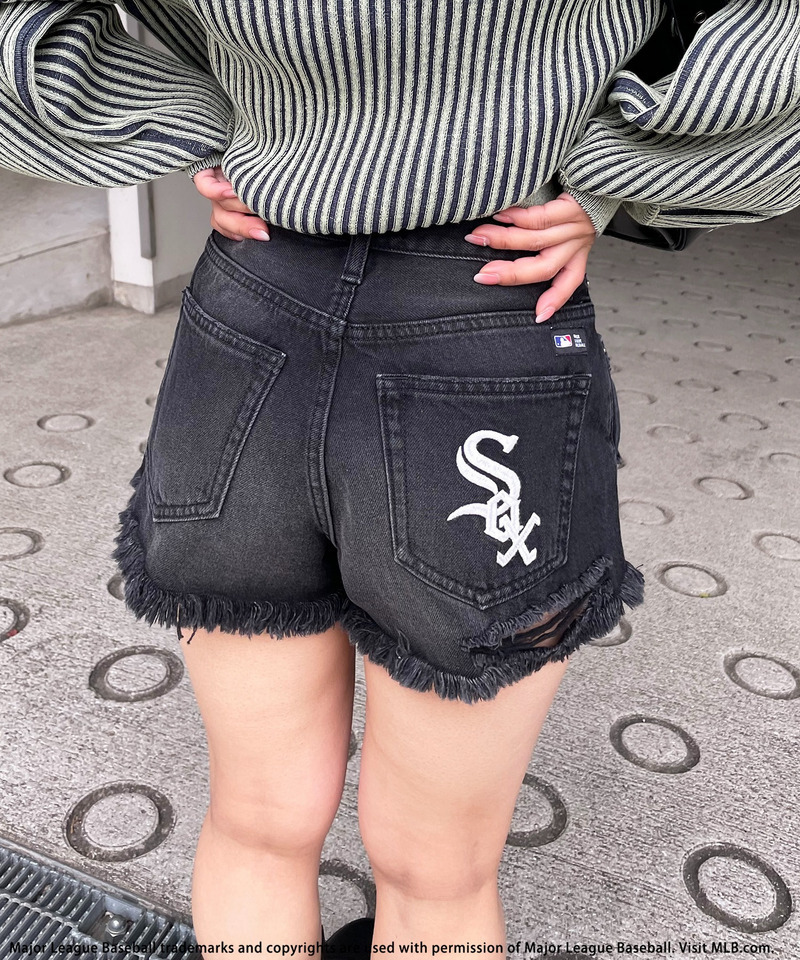 【MLB】ダメージデニムショートパンツ 詳細画像 ブラックデニム 9