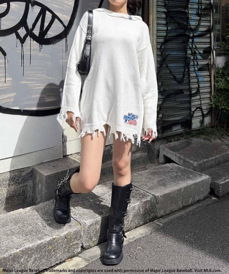 【MLB】クラッシュニットワンピース 詳細画像 ホワイト 5