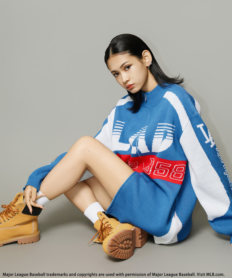 【MLB】ダブルZIPロゴニットカーデ 詳細画像 ブルー 2