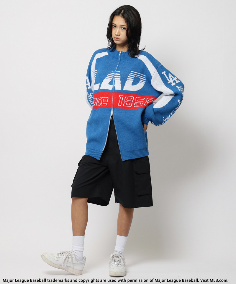 【MLB】ダブルZIPロゴニットカーデ 詳細画像 ブルー 5