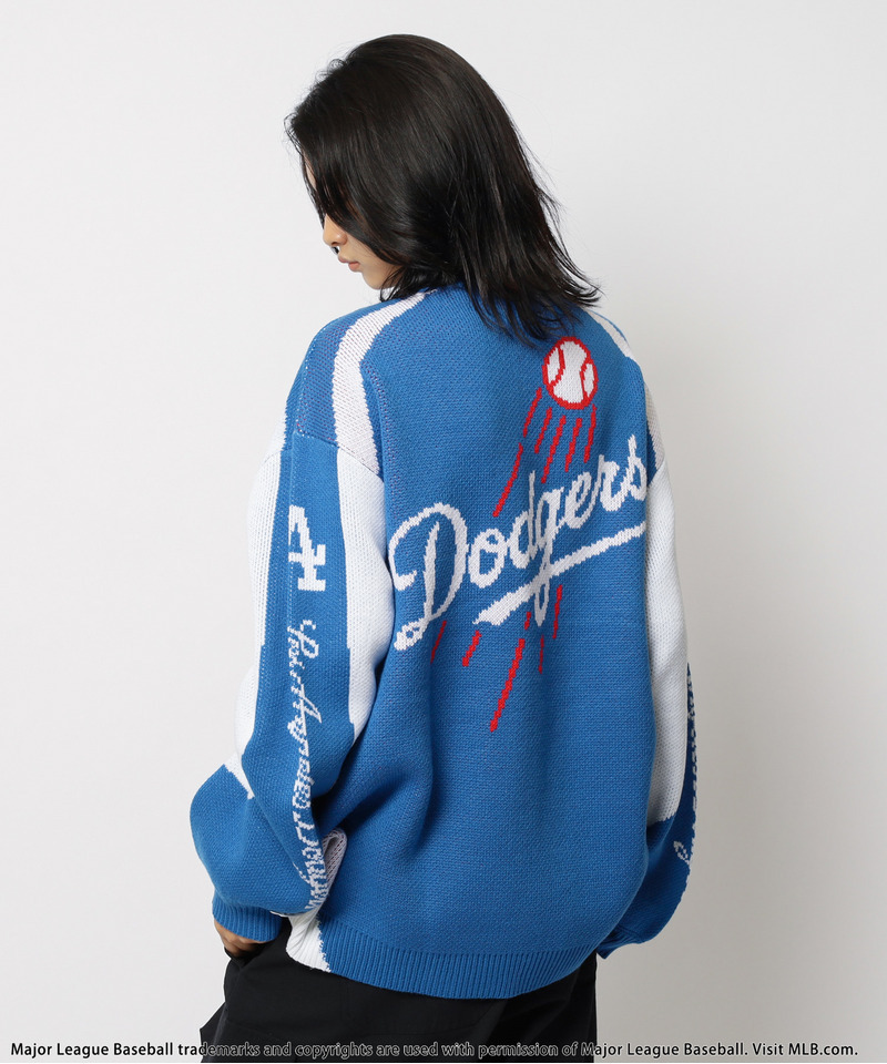 【MLB】ダブルZIPロゴニットカーデ 詳細画像 ブルー 7