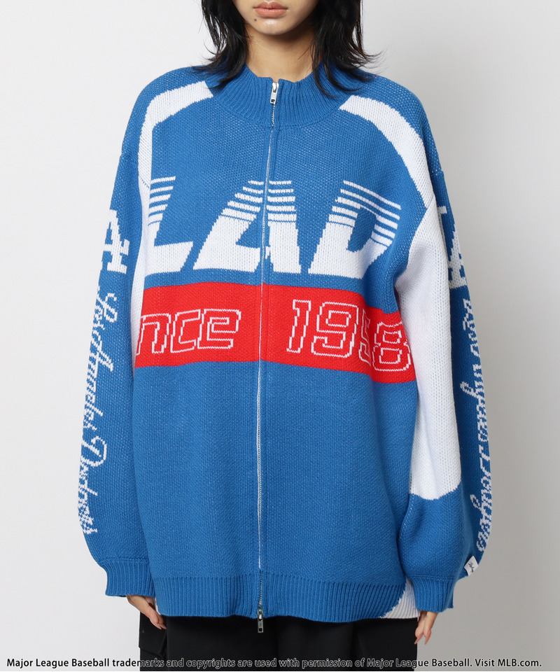 【MLB】ダブルZIPロゴニットカーデ 詳細画像 ブルー 8