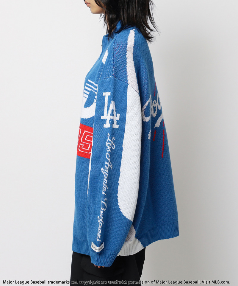 【MLB】ダブルZIPロゴニットカーデ 詳細画像 ブルー 9