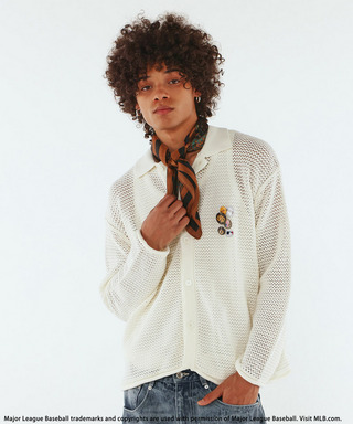 【MLB】Mesh Knit Cardigan