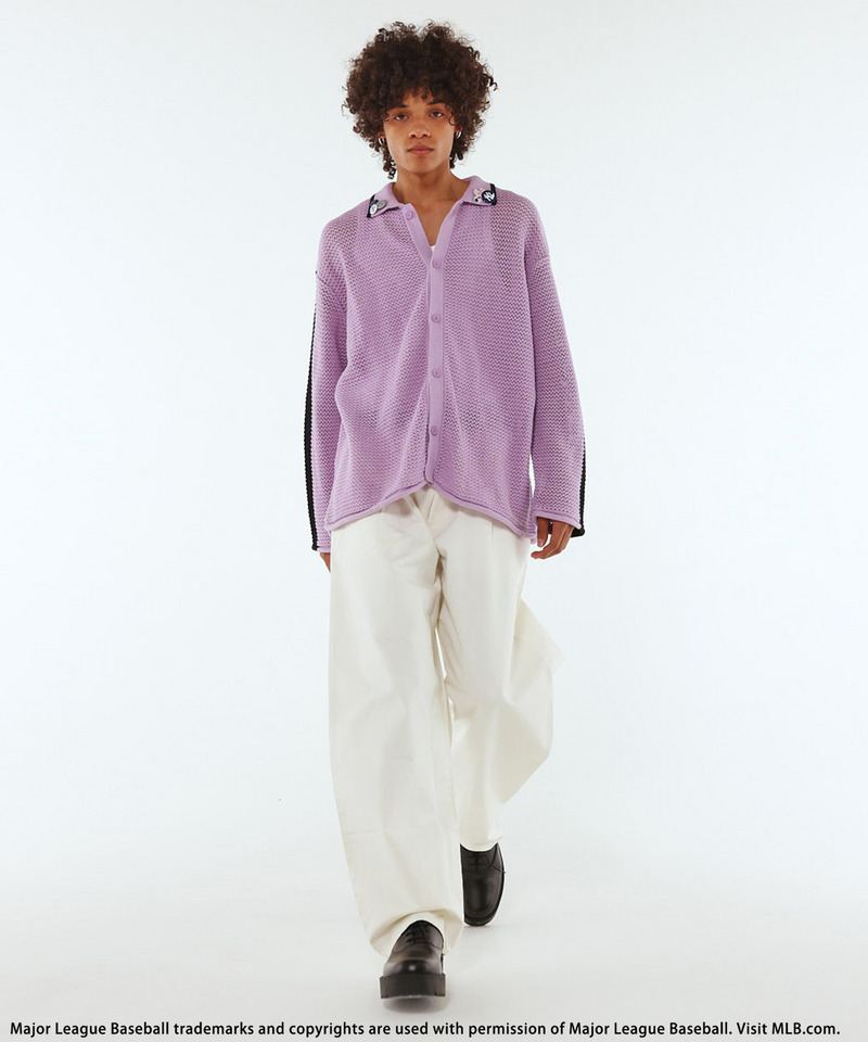 【MLB】Mesh Knit Cardigan 詳細画像 パープル 3